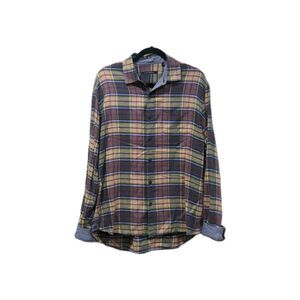 Hammer Made Mens Button Up Plaid LS Shirt Size L 16.5 Purple Casual Office